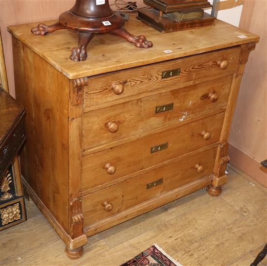 A 19th century East European pine four drawer chest, W.100cm D.56cm H.94cm